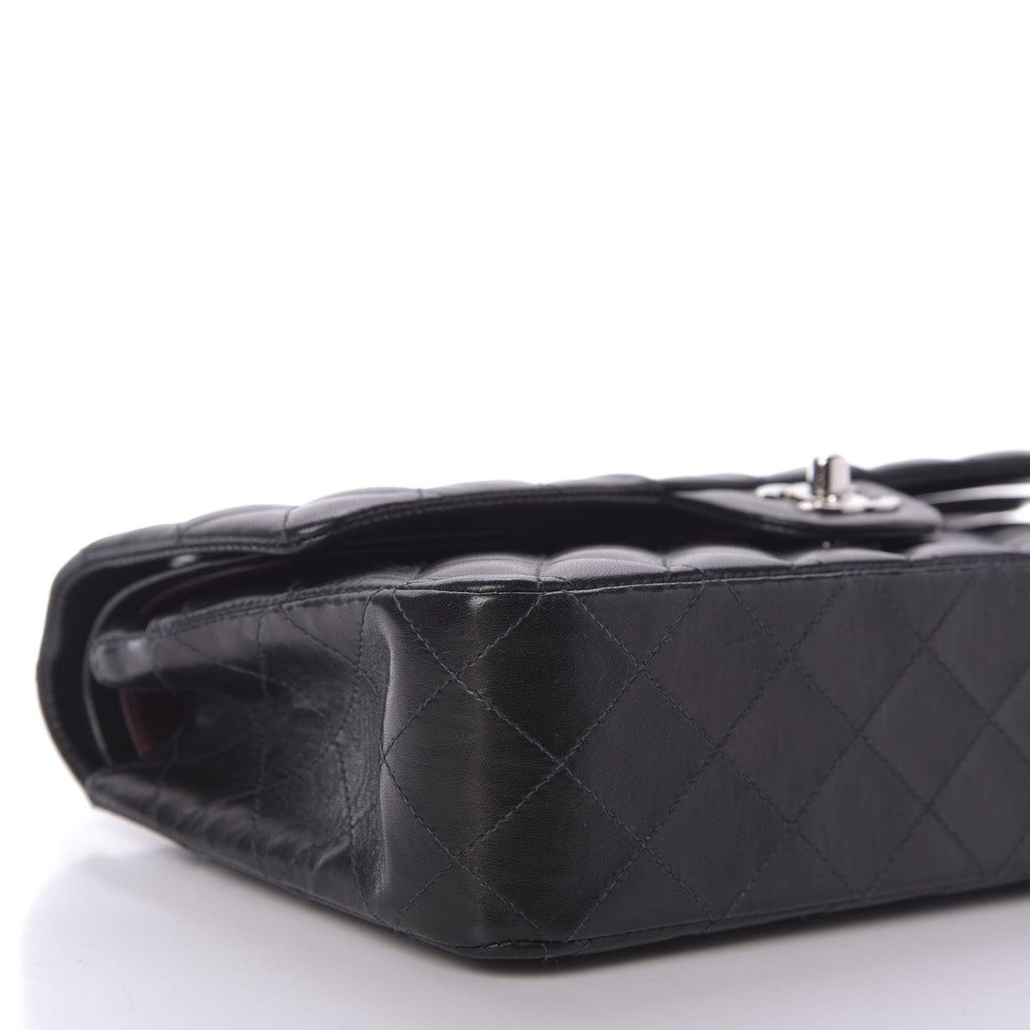 Lambskin Quilted Medium Double Flap Black