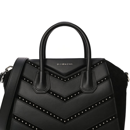 Givenchy Calfskin Suede Small Studded Chevron Antigona Black 8 of 15