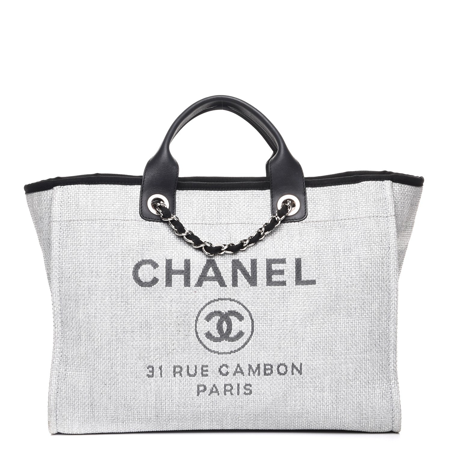 Chanel Canvas Large Deauville Tote Grey 1 of 12