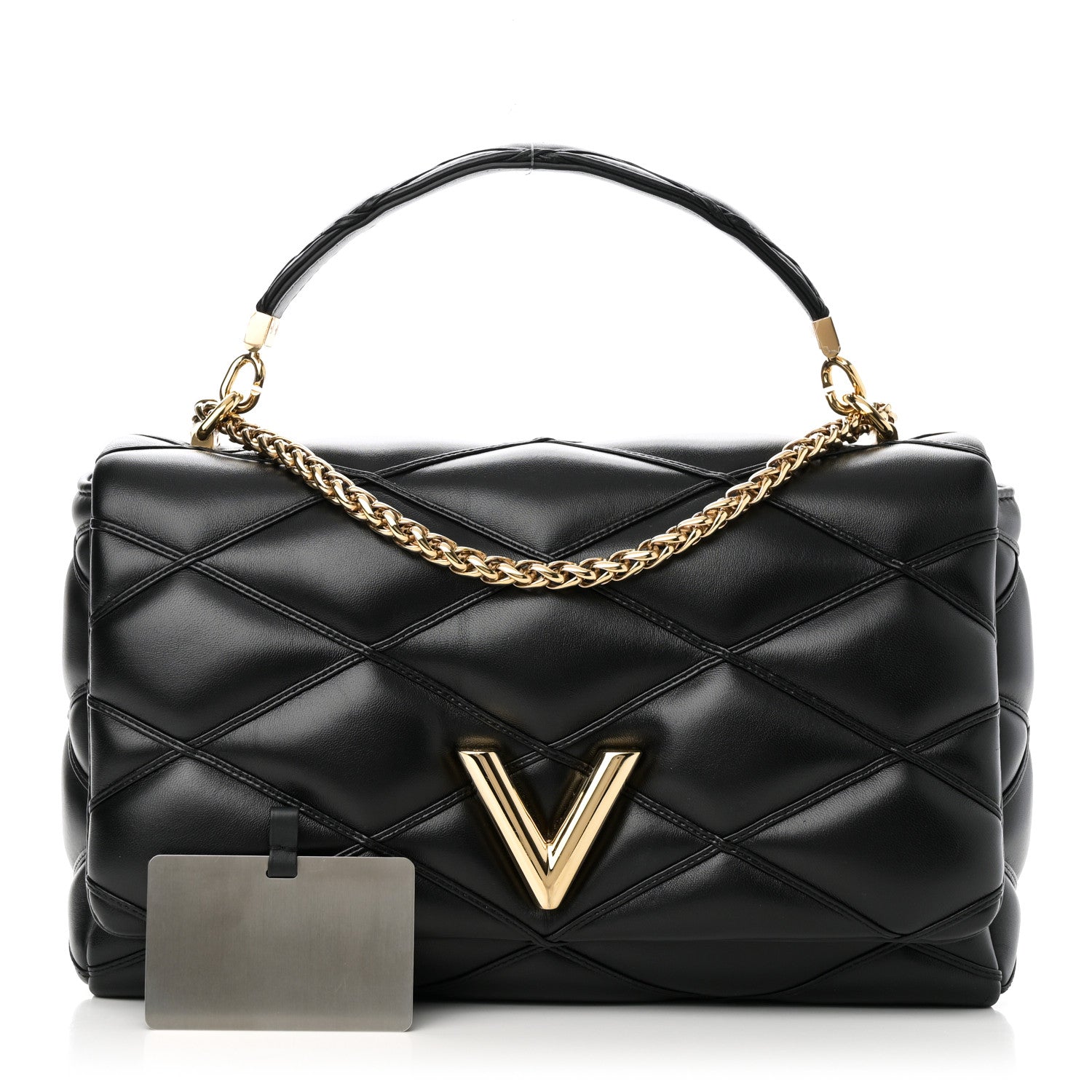 Louis Vuitton Lambskin Malletage Top Handle GO-14 GM Black 3 of 10