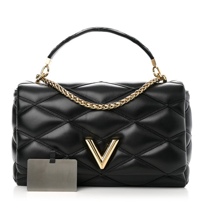 Louis Vuitton Lambskin Malletage Top Handle GO-14 GM Black 3 of 10