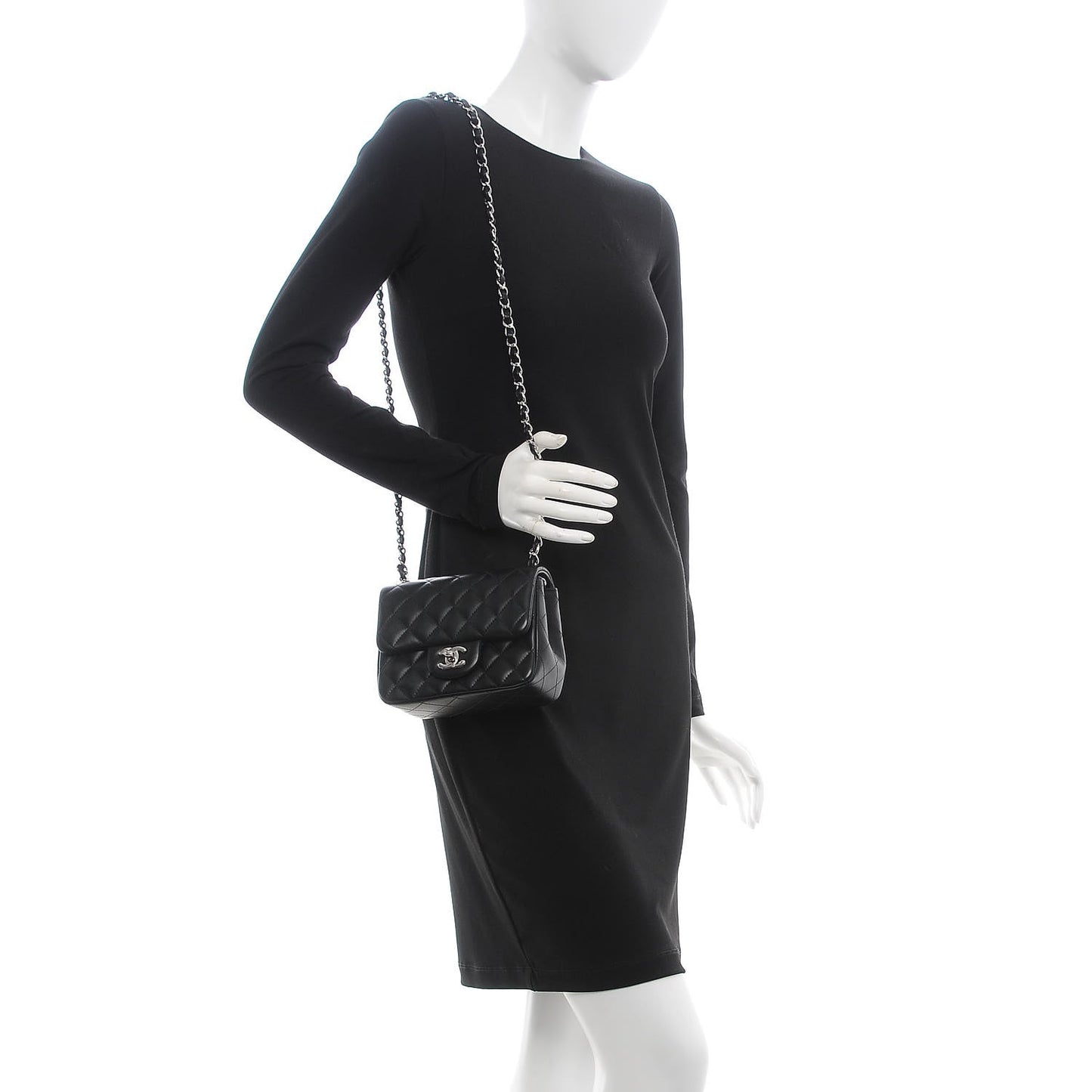 Lambskin Quilted Mini Square Flap Black