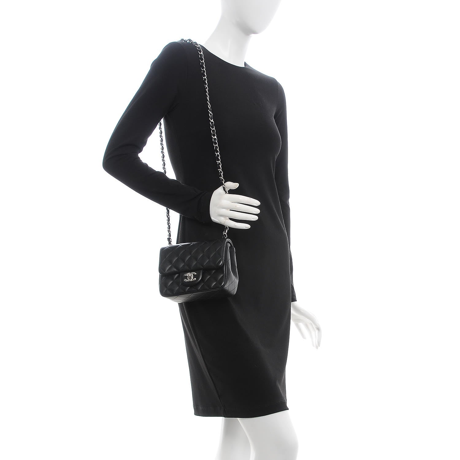 Chanel Lambskin Quilted Mini Square Flap Black 2 of 8