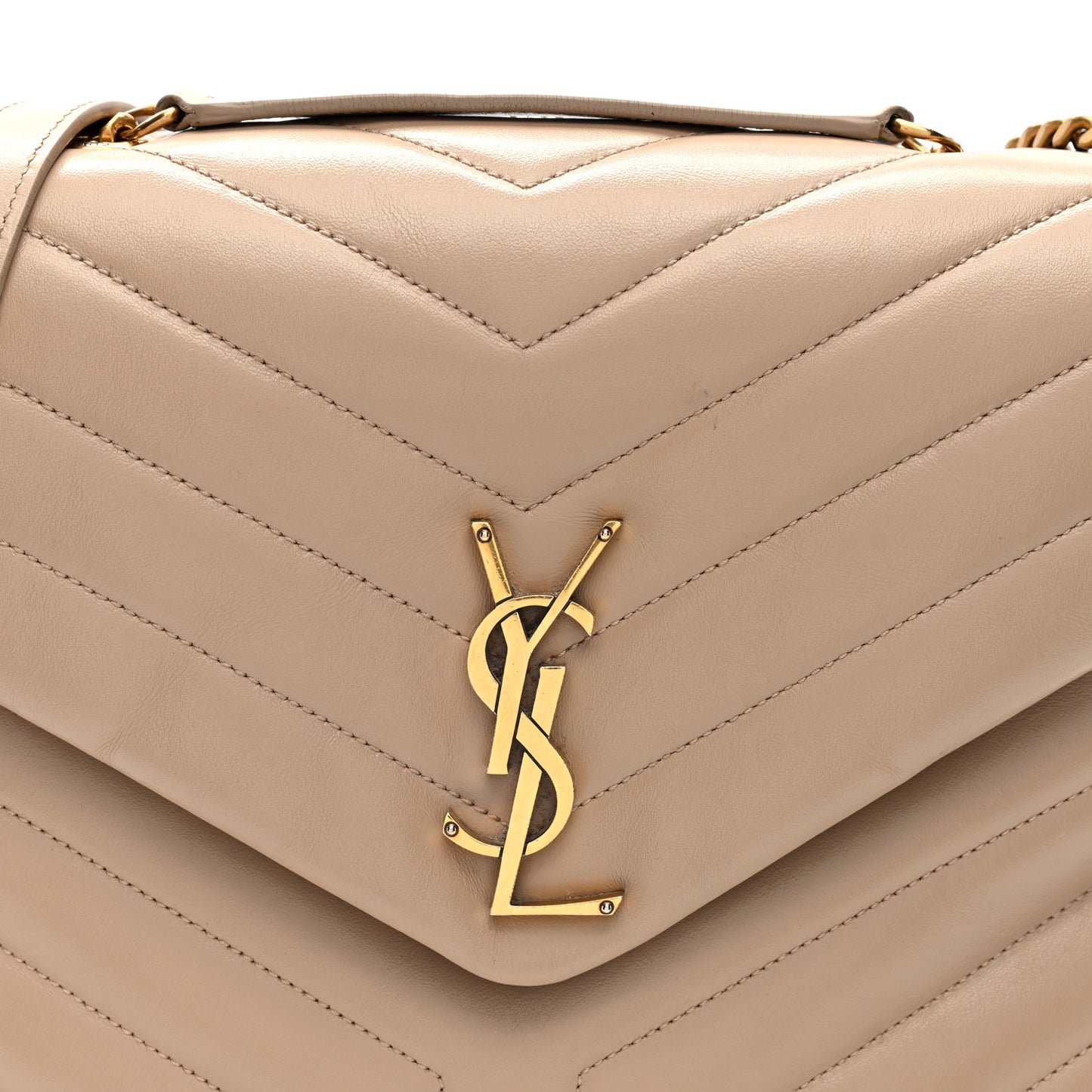 Calfskin Y Quilted Monogram Medium Loulou Chain Satchel Dark Beige