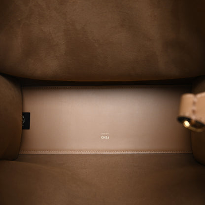 Fendi Vitello King Plexiglass Elaphe Python Print Logo Medium Fendi Sunshine Shopper Tote Miele Scuro Makeup 5 of 9