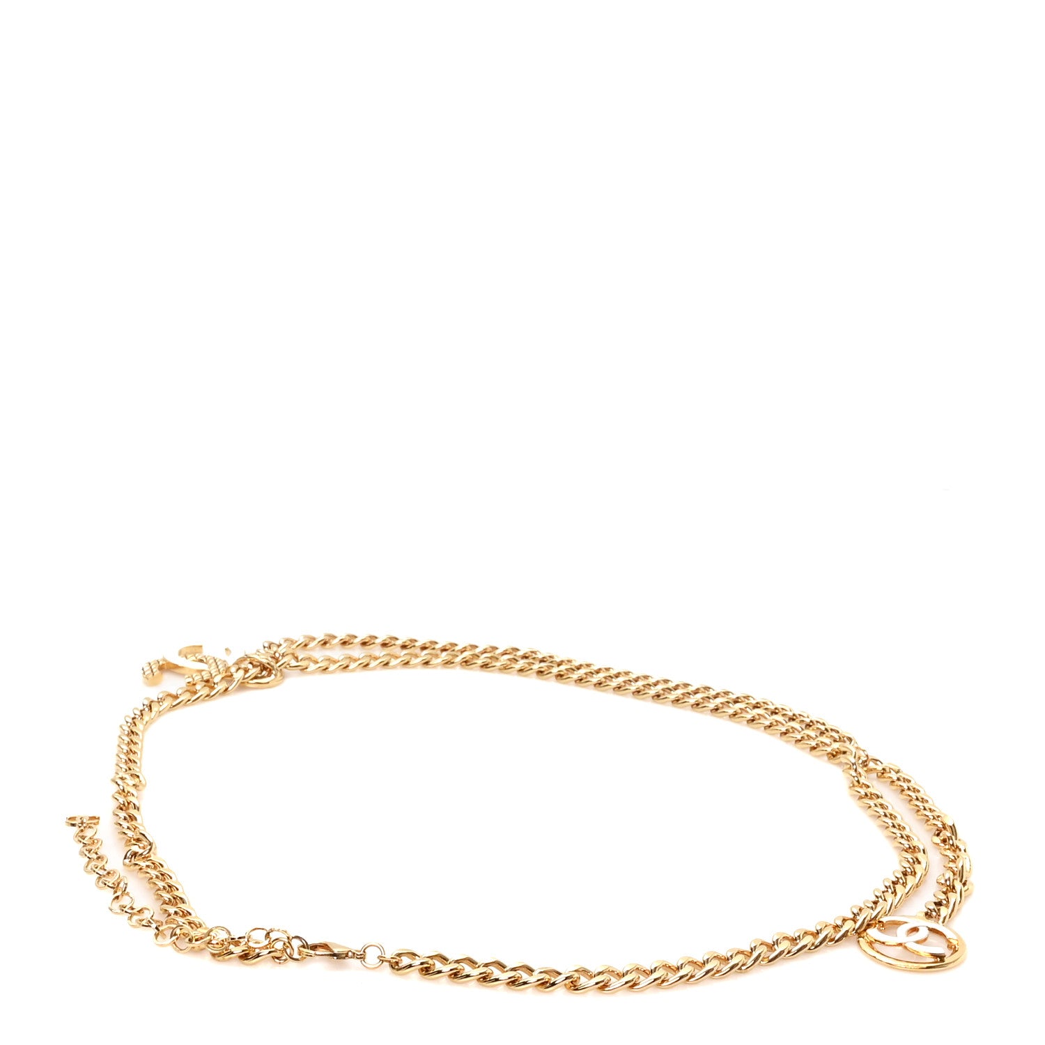 Chanel Metal Enamel Quilted CC Chain Logo Belt Gold White 2 of 4