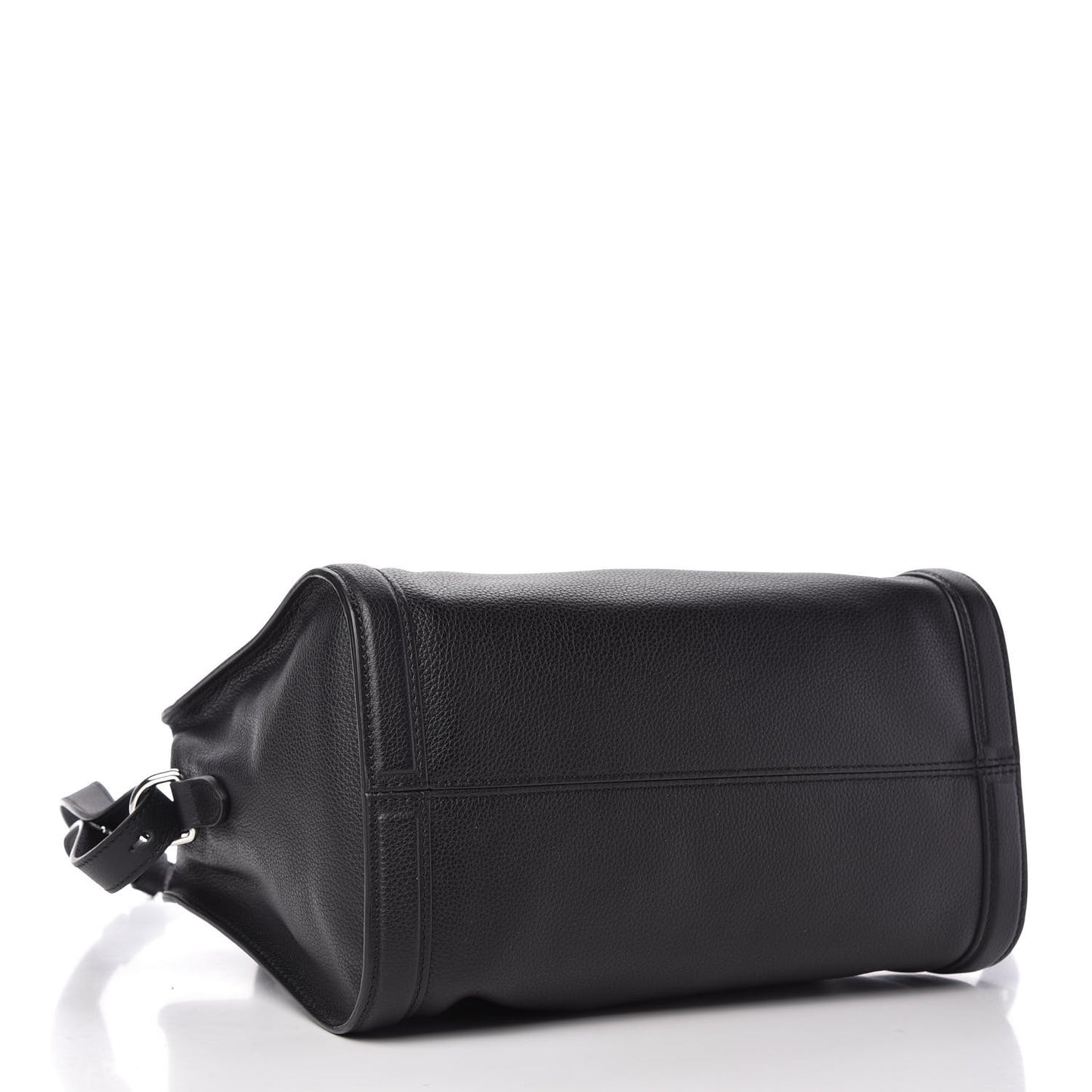 Pebbled Calfskin Small Skull Padlock Zip Around Tote Black