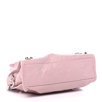 Balenciaga Agneau Classic Silver Hardware Mini City Logo Strap Pale Rose Black 4 of 10