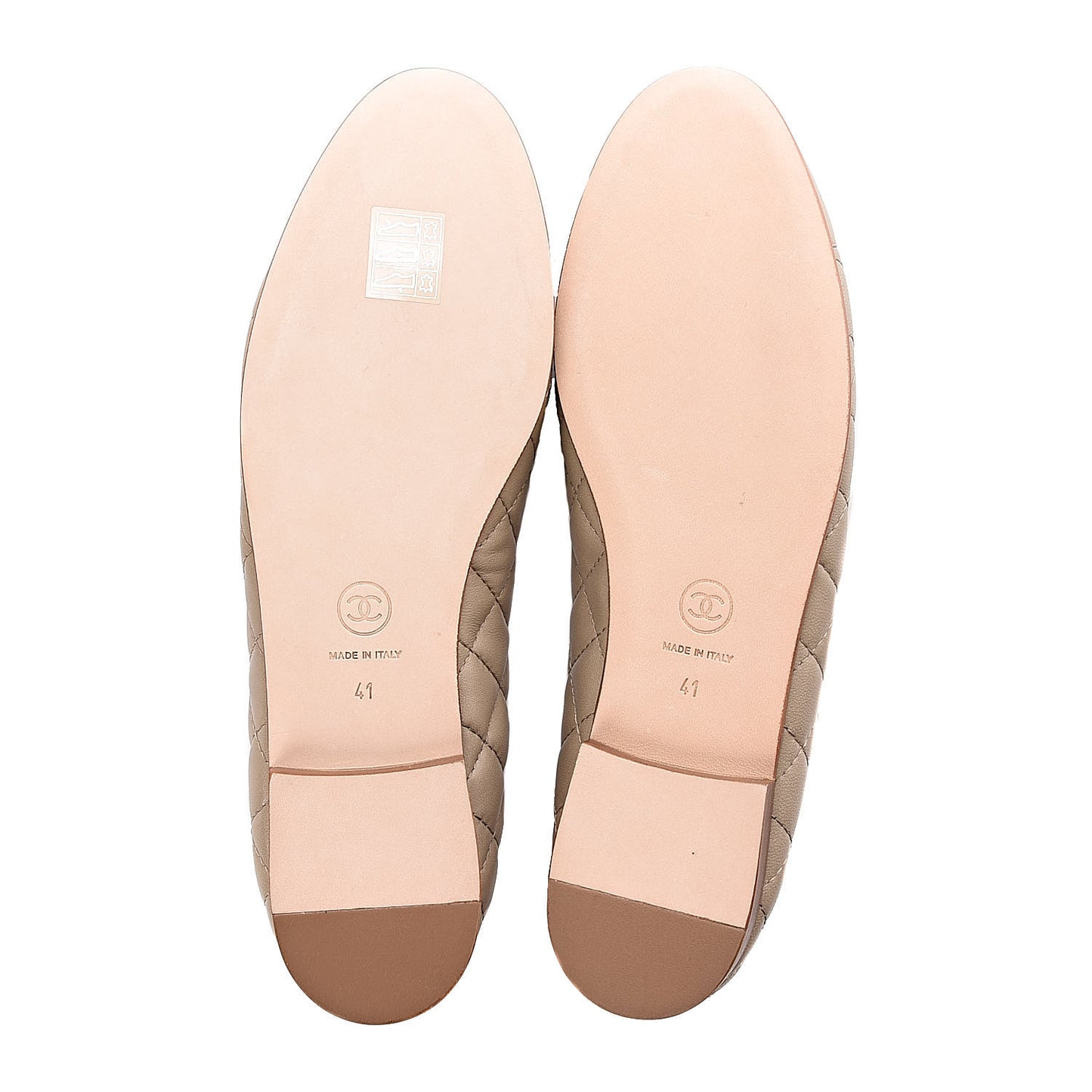 Lambskin Quilted Cap Toe Ballerina Flats 41 Beige