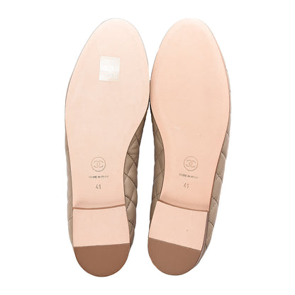 Chanel Lambskin Quilted Cap Toe Ballerina Flats 41 Beige 7 of 8