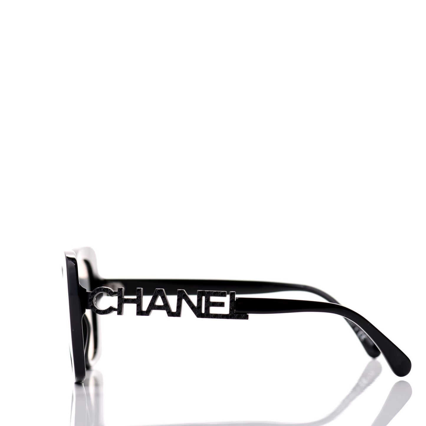 Acetate Strass Square Sunglasses 5422 Black