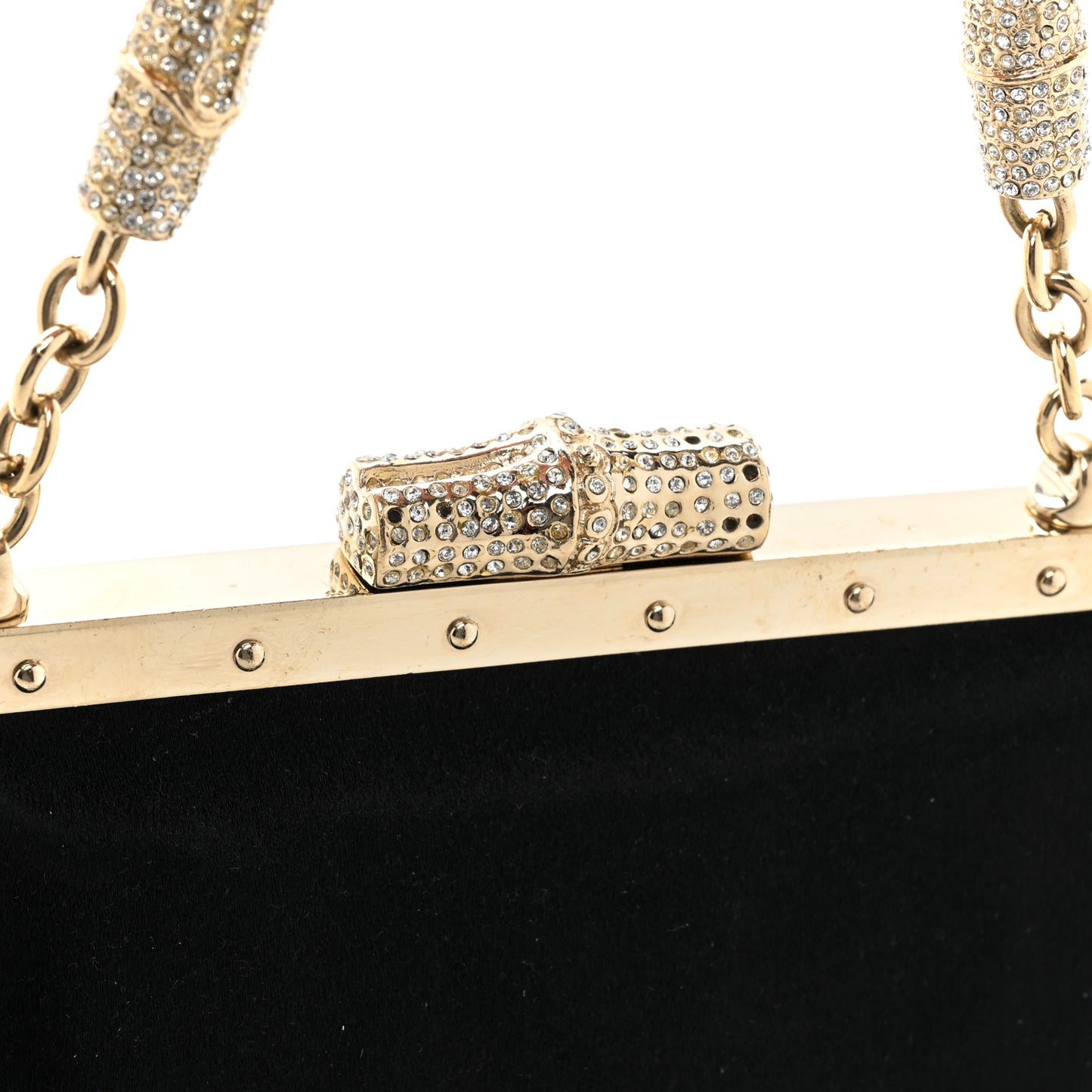 Satin Snakeskin Crystal Frame Evening Bag Black