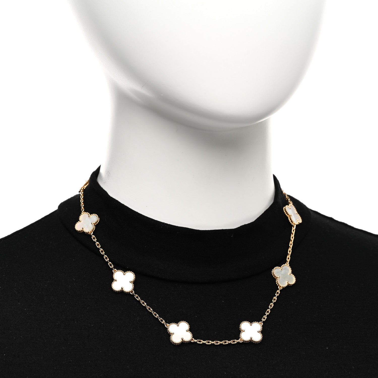Van Cleef & Arpels 18K Yellow Gold Mother of Pearl 10 Motifs Vintage Alhambra Necklace 2 of 5