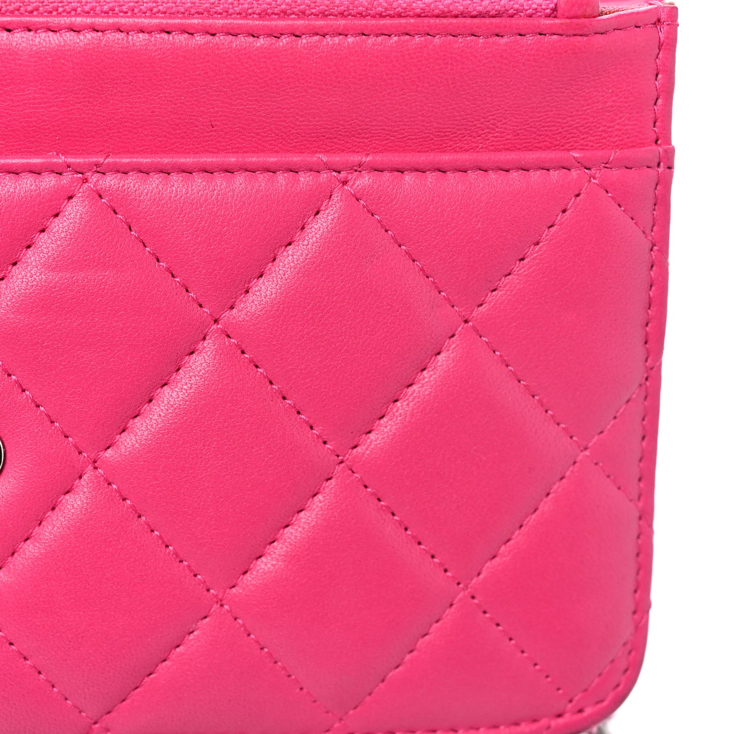 Lambskin Quilted Wallet on Chain WOC Pink