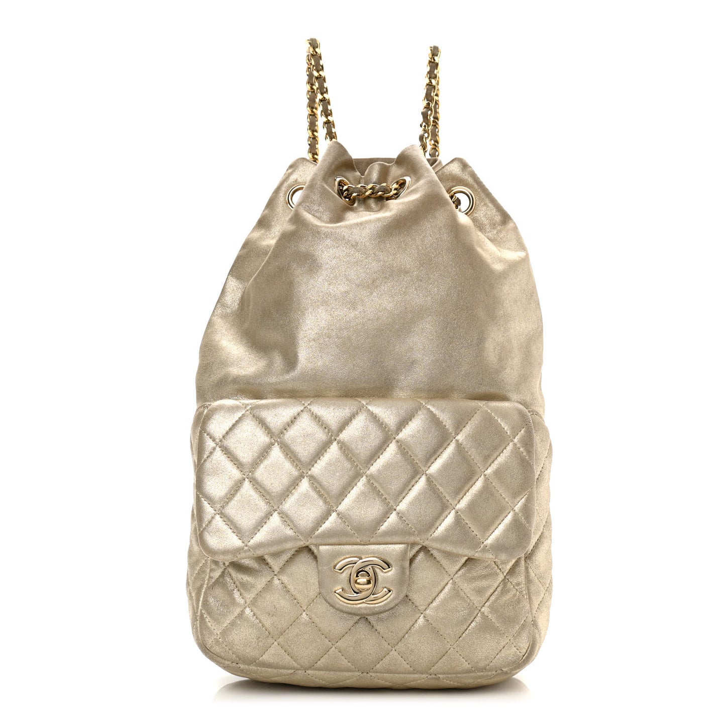 Metallic Lambskin Quilted Small In Seoul Backpack Light Gold