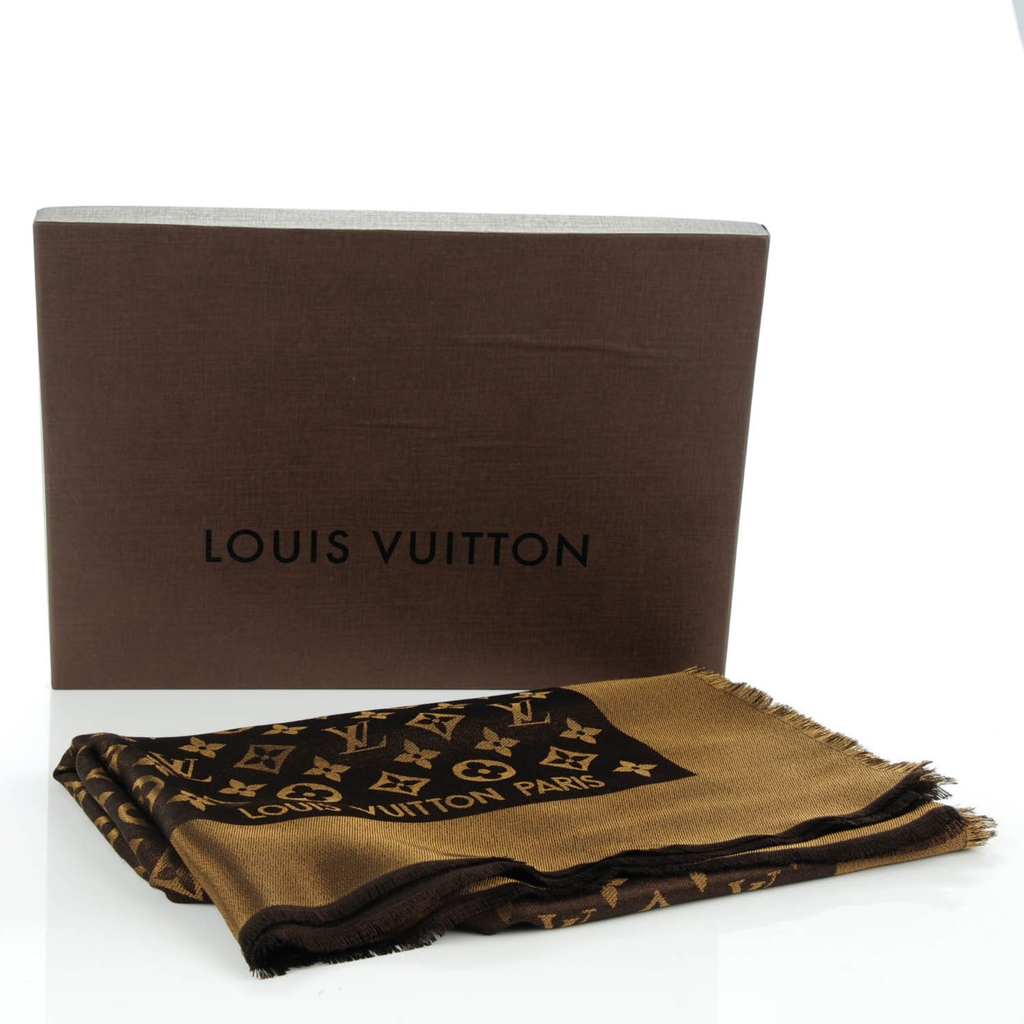 Silk Lurex Wool Monogram Shine Shawl Marron