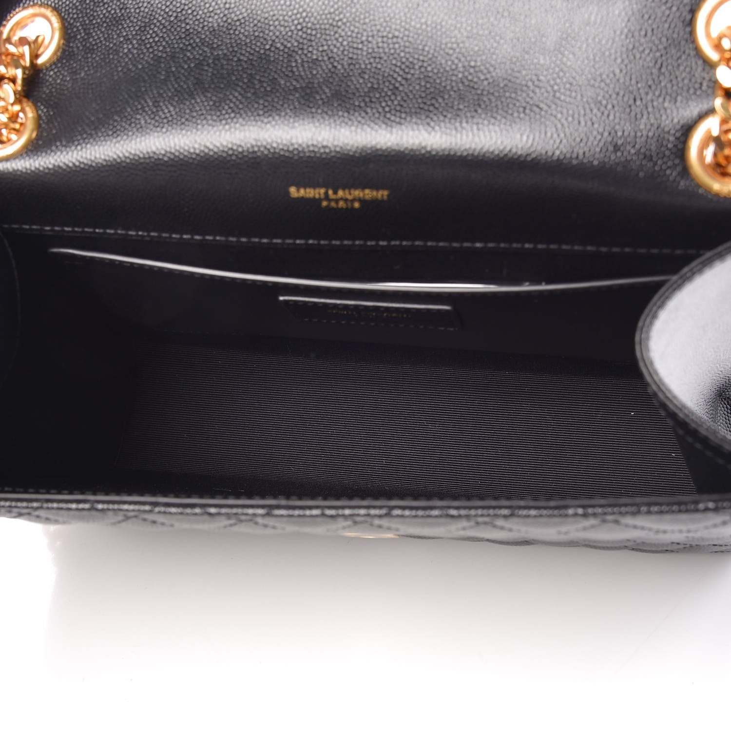 Saint Laurent Grain De Poudre Textured Mixed Matelasse Triquilt Medium Monogram Satchel Black 5 of 6