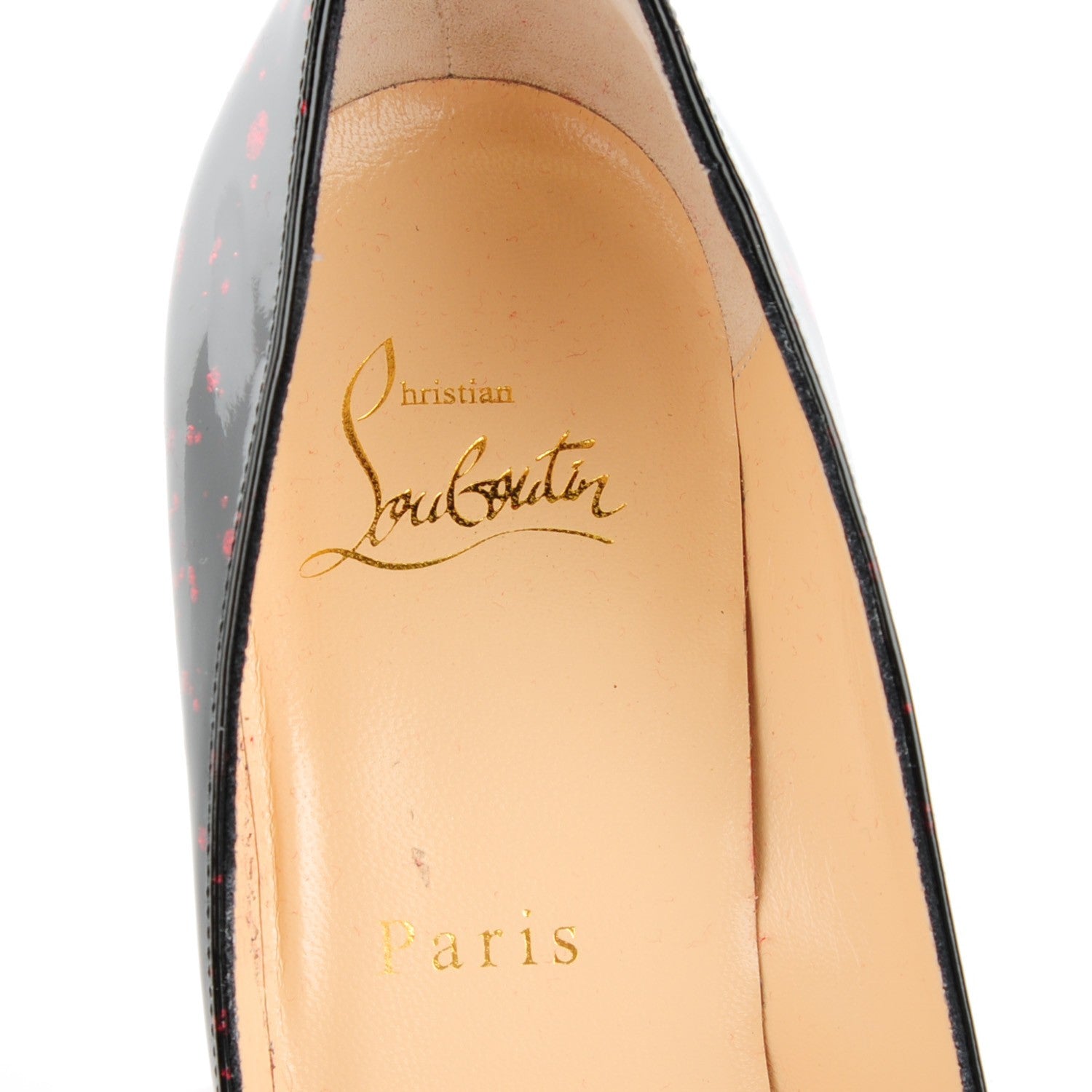 Christian Louboutin Patent Pollock Pigalle Follies 100 Pumps 37.5 Black Red 7 of 8