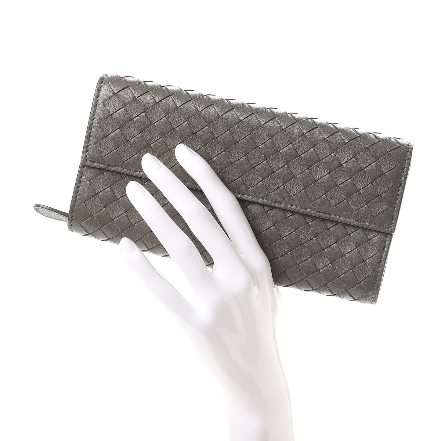 Nappa Intrecciato Continental Flap Wallet Light Grey