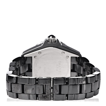 Chanel Stainless Steel Ceramic Diamond 33mm J12 Quartz Watch Black 4 of 6