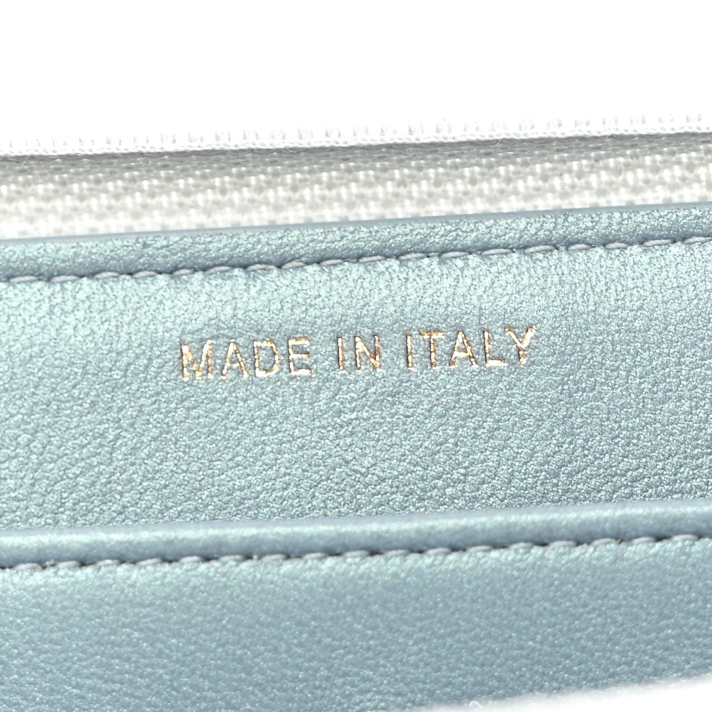 Metallic Patent Quilted Boy Zip Around Wallet Light Blue