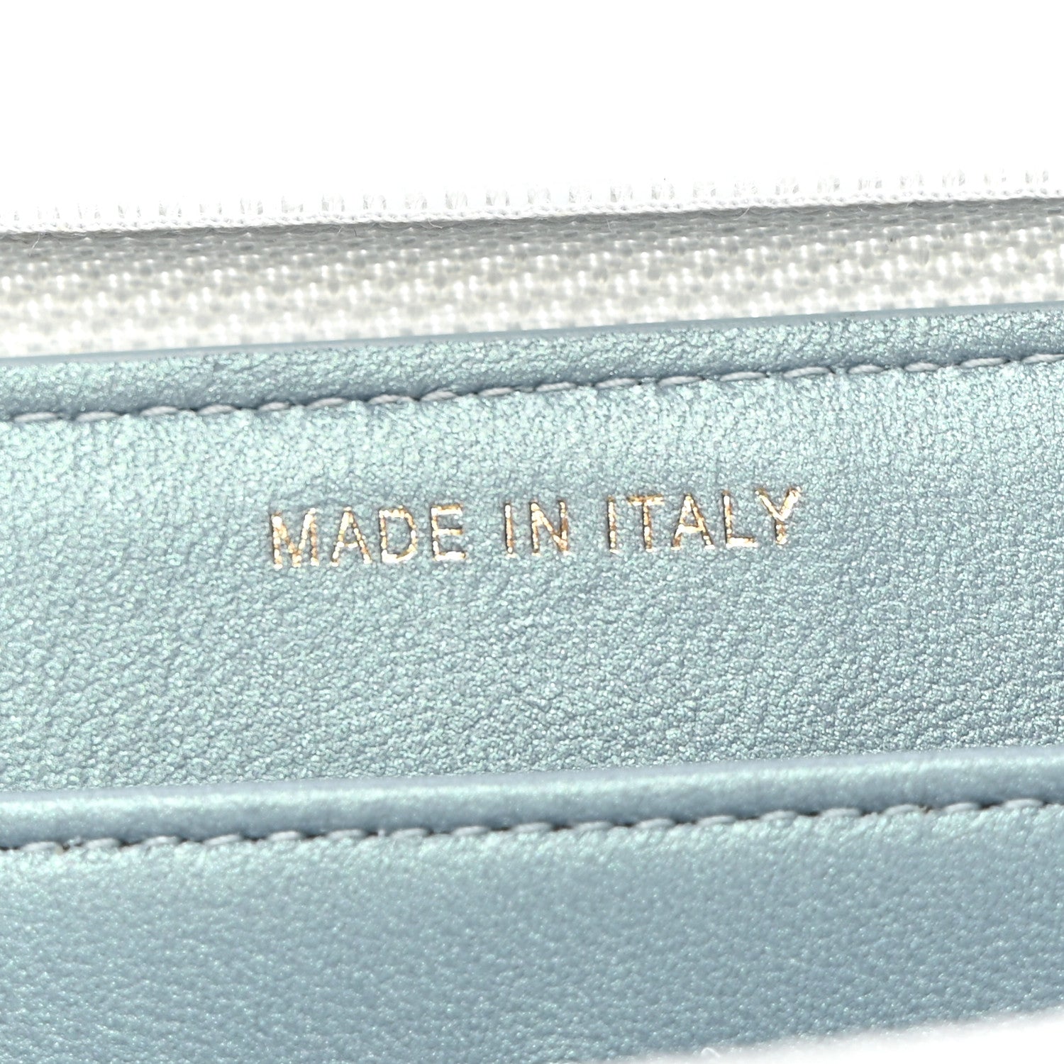 Chanel Metallic Patent Quilted Boy Zip Around Wallet Light Blue 7 of 9