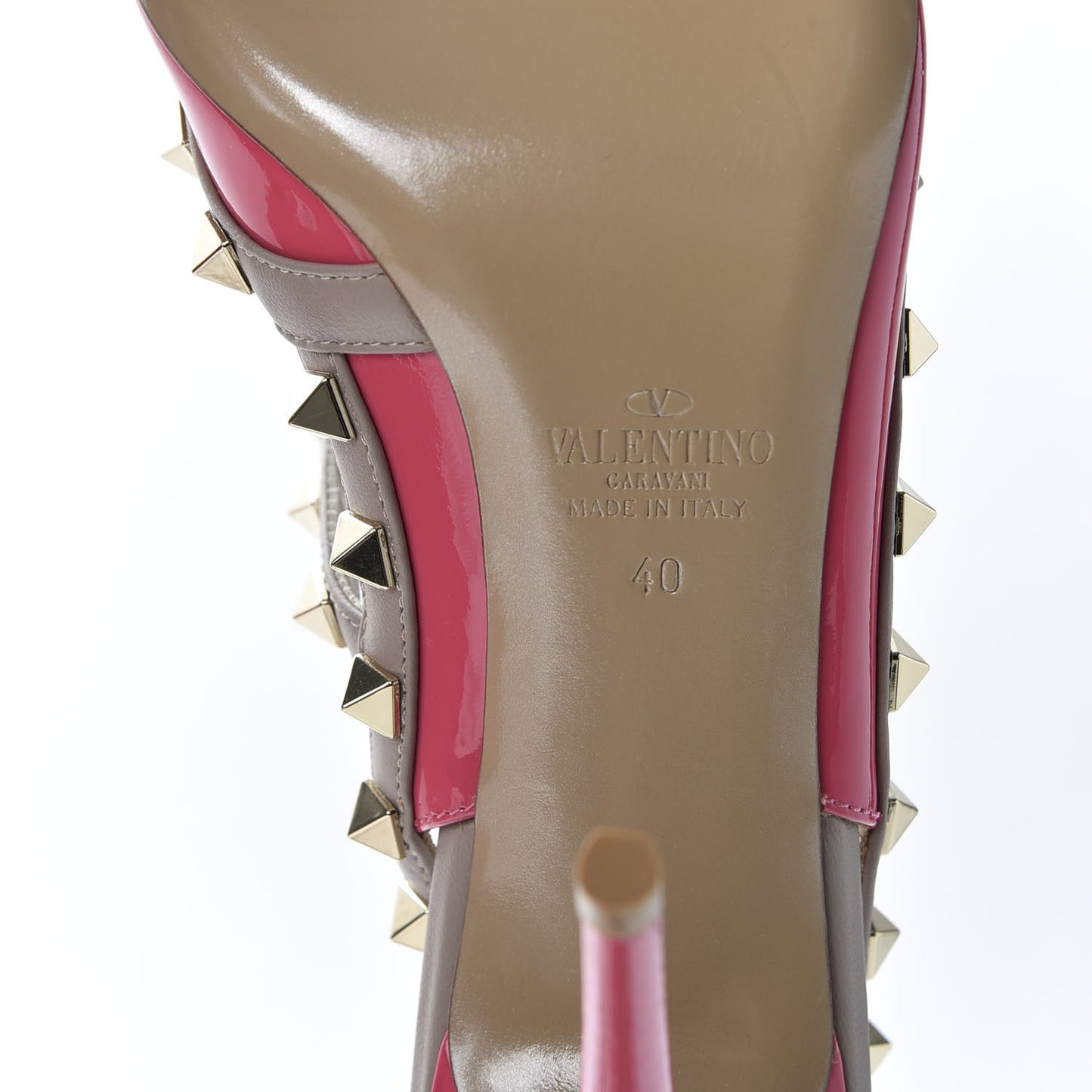 Patent Nappa Rockstud Ankle Strap 100mm Pumps 40 Shadow Pink Poudre