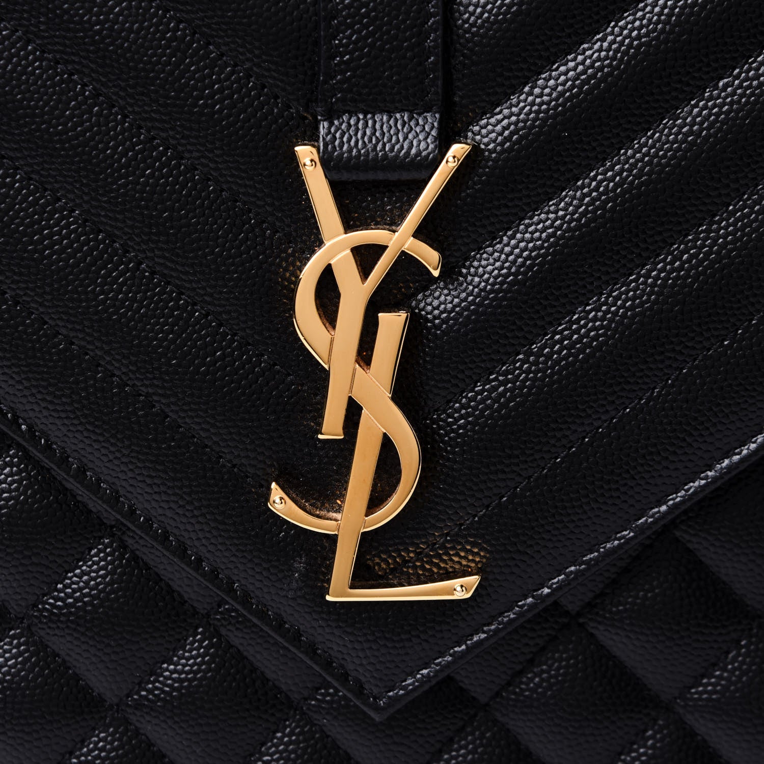 Saint Laurent Grain De Poudre Textured Mixed Matelasse Large Triquilt Monogram Satchel Black 8 of 10