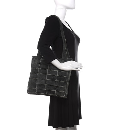 Chanel Suede Patchwork Shoulder Bag Charcoal Grey 2 of 10
