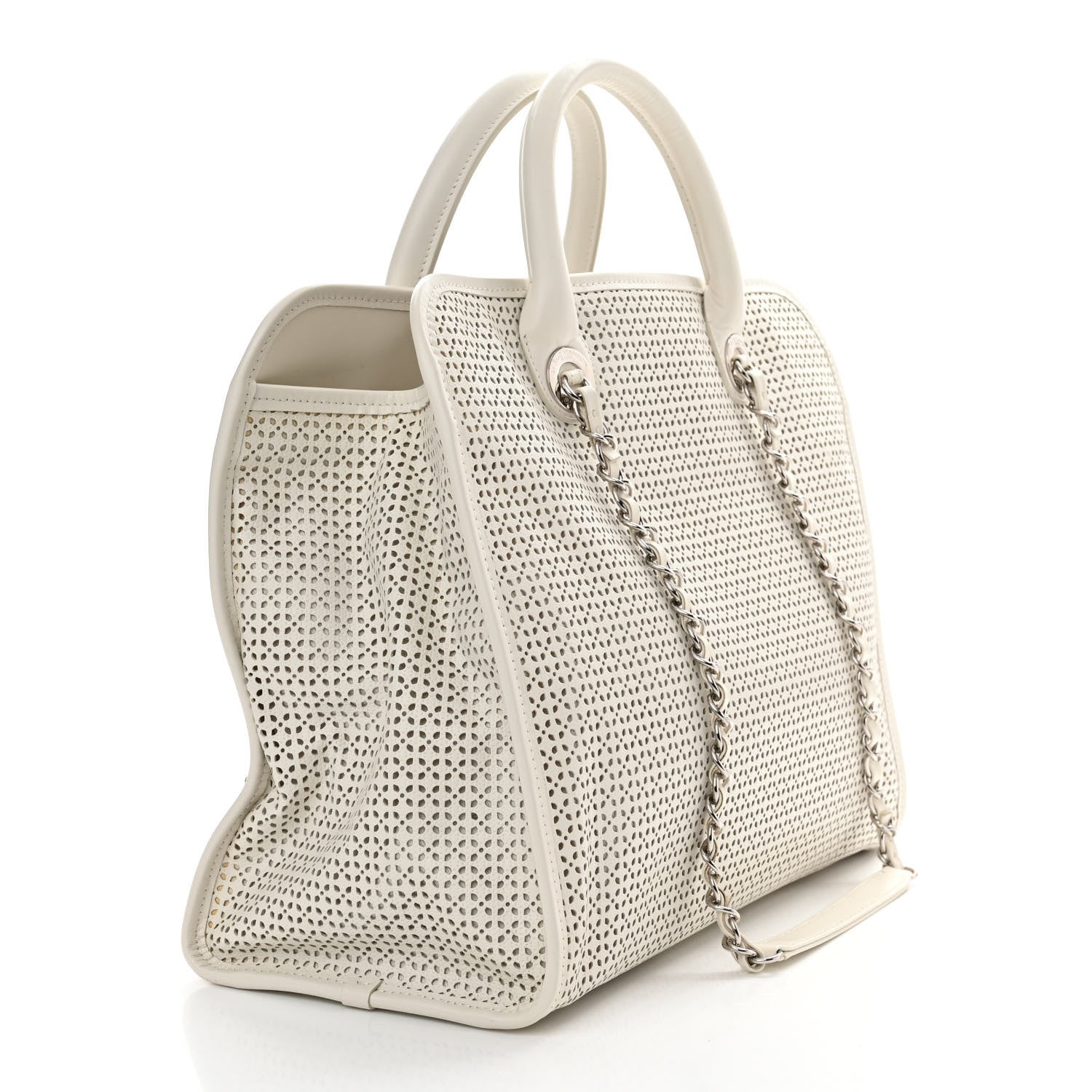 Chanel Calfskin Perforated Up In The Air Tote White 3 of 9