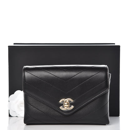 Chanel Calfskin Chevron Stitched Coco Waist Bag Black 8 of 8
