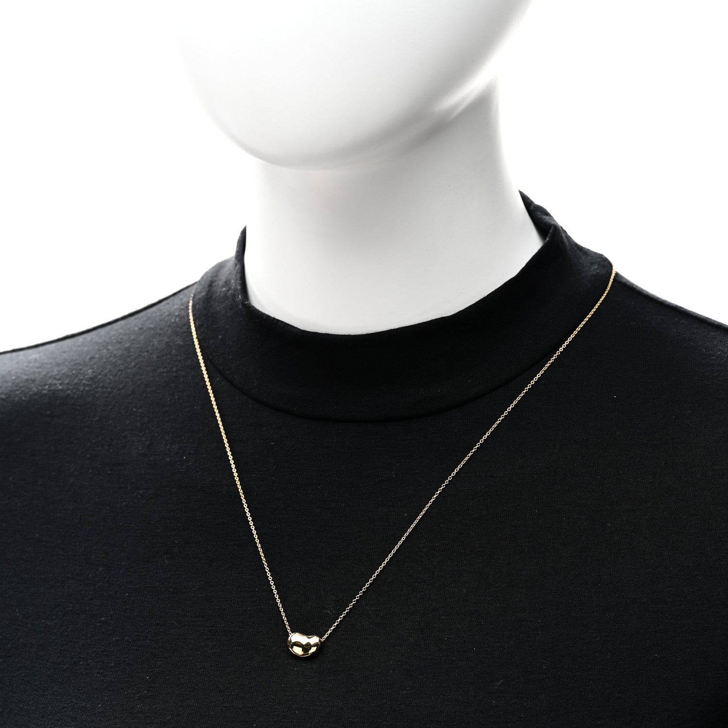 Tiffany 18K Yellow Gold 12mm Elsa Peretti Bean Pendant Necklace 2 of 5