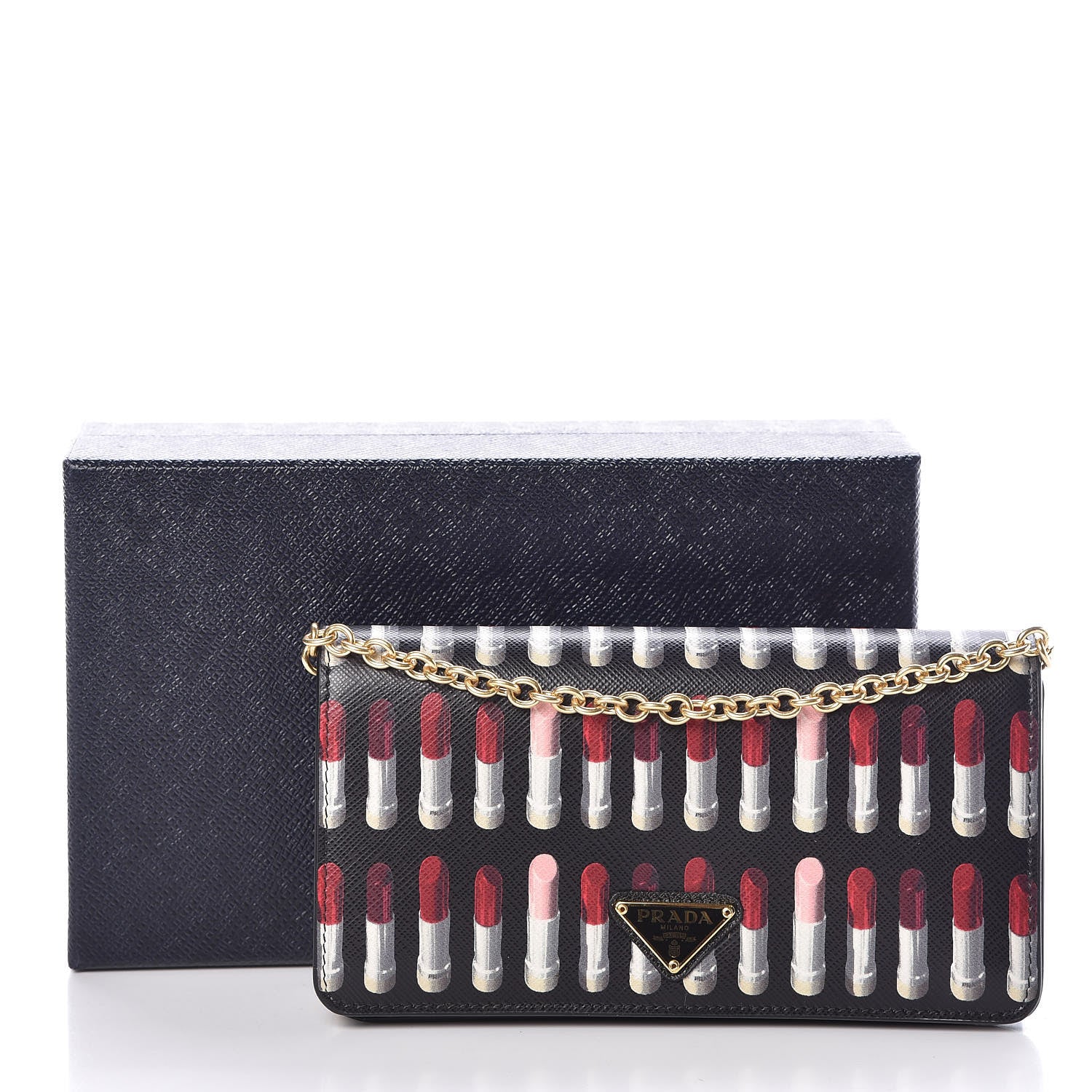 Prada Saffiano Triangle Logo Lipstick Print Mini Crossbody Bag Black 9 of 9
