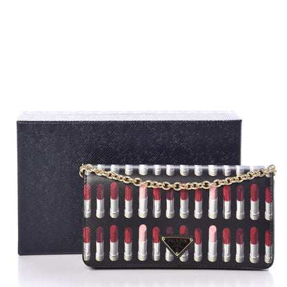 Prada Saffiano Triangle Logo Lipstick Print Mini Crossbody Bag Black 9 of 9