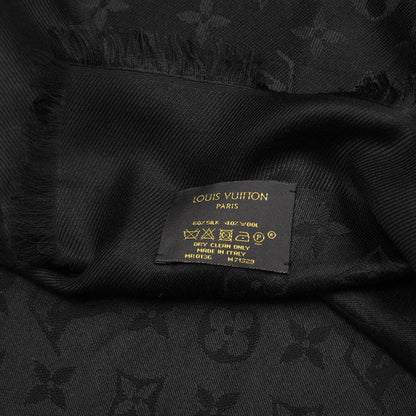 Louis Vuitton Silk Wool Monogram Shawl Black 5 of 5