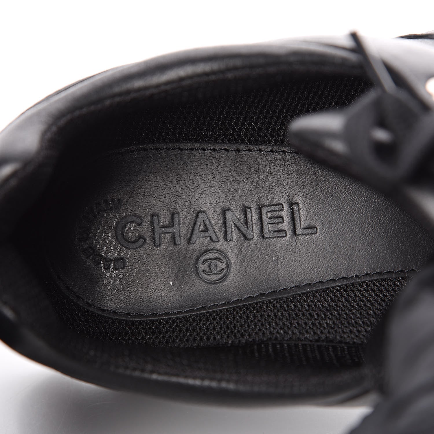 Chanel Calfskin Mens CC Sneakers 44 Black 7 of 9