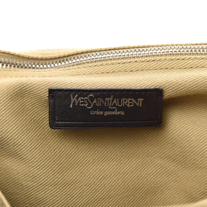 Saint Laurent Calfskin Canvas Large Muse Two Green Beige 6 of 12