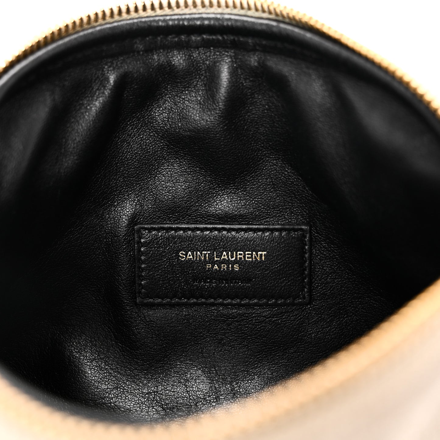 Lambskin Quilted Gaby Zipped Pouch Crema Soft