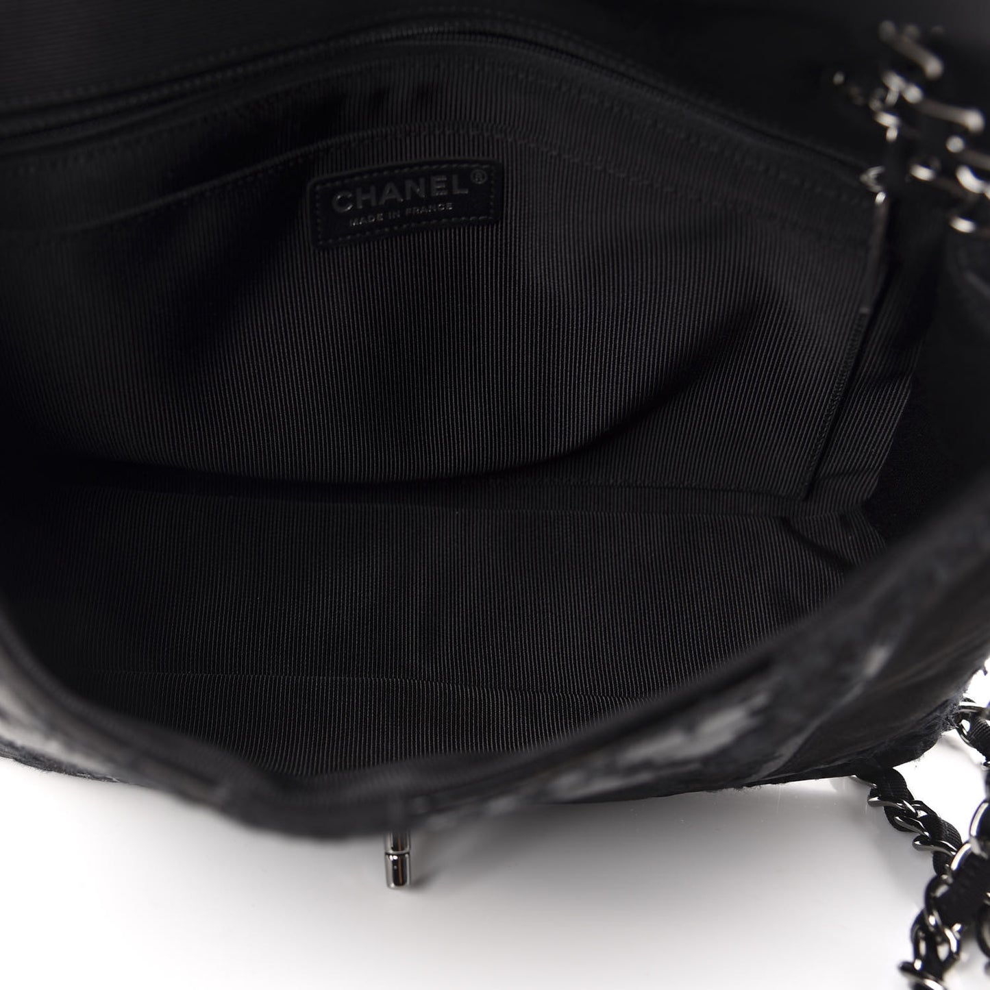 Tweed Patchwork Jumbo Single Flap Black