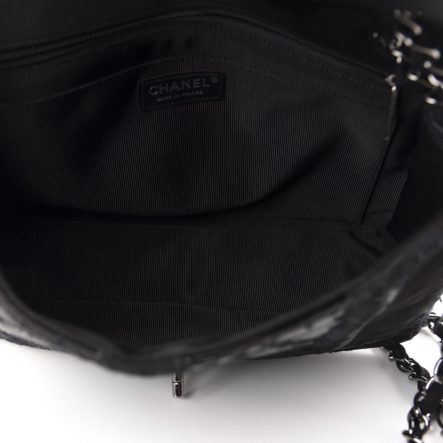 Chanel Tweed Patchwork Jumbo Single Flap Black 6 of 11