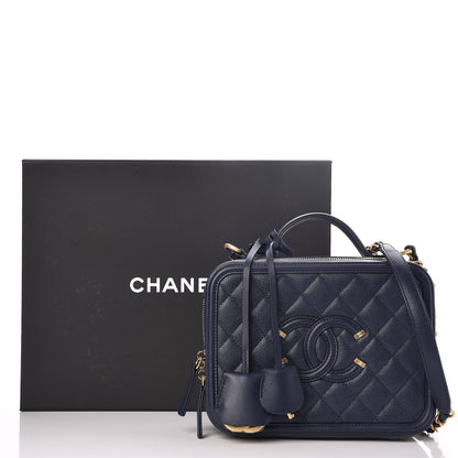 Chanel Caviar Quilted Medium CC Filigree Vanity Case Navy 8 of 8