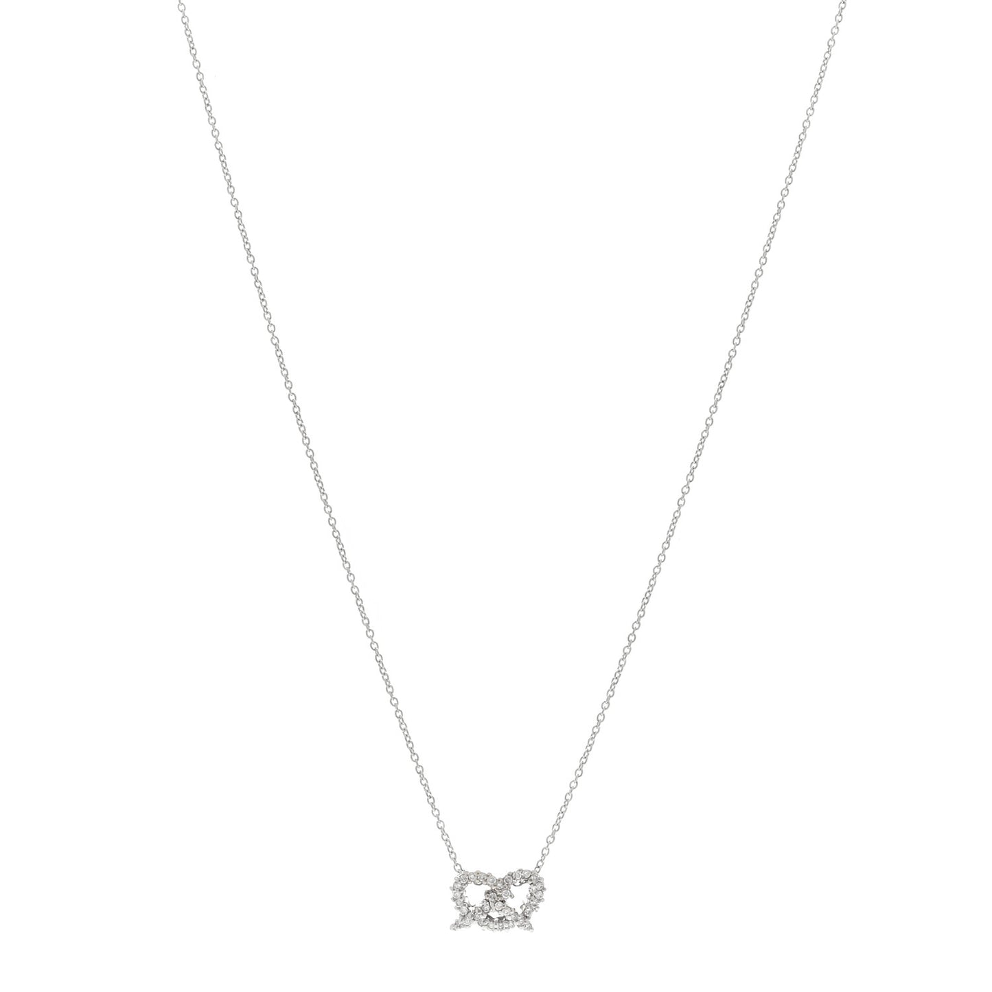 18K White Gold Diamond Tiny Treasures Pretzel Pendant Necklace