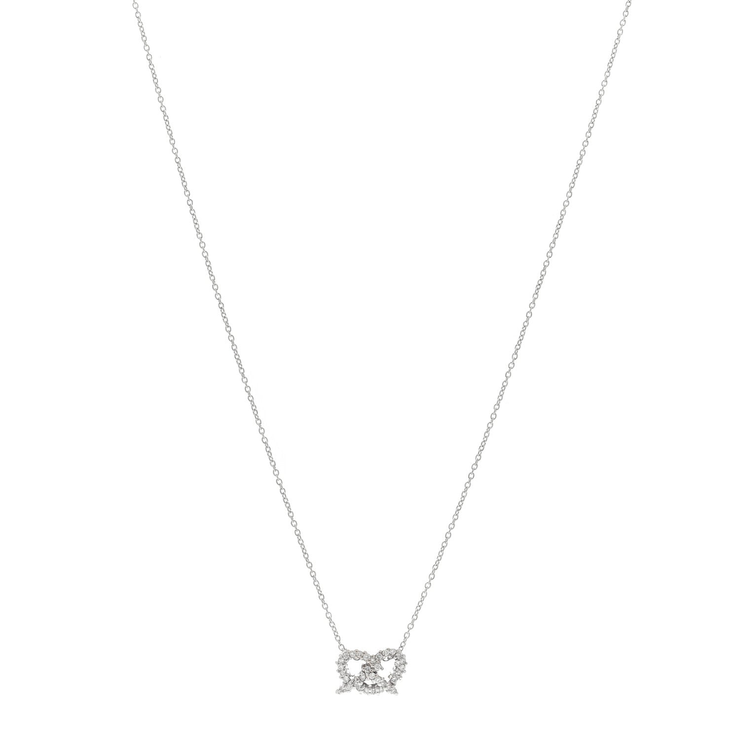 Roberto Coin 18K White Gold Diamond Tiny Treasures Pretzel Pendant Necklace 1 of 3