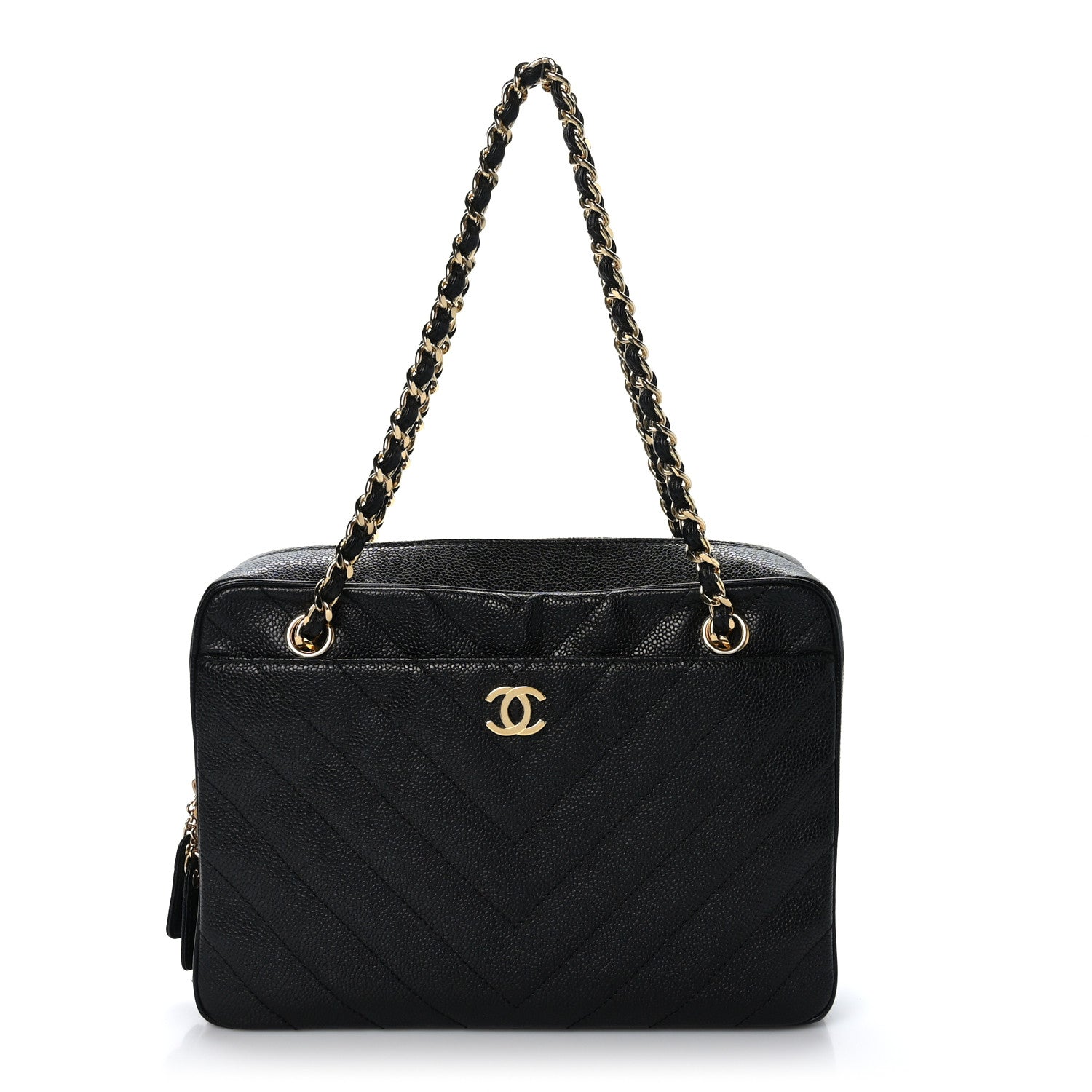 Chanel Caviar Chevron Quilted Camera Case Black 1 of 10