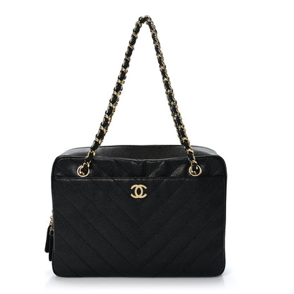Chanel Caviar Chevron Quilted Camera Case Black 1 of 10