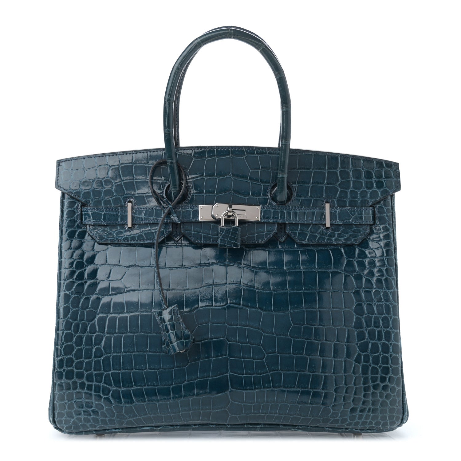 Hermes Shiny Porosus Crocodile Birkin 35 Bleu Roi 1 of 11