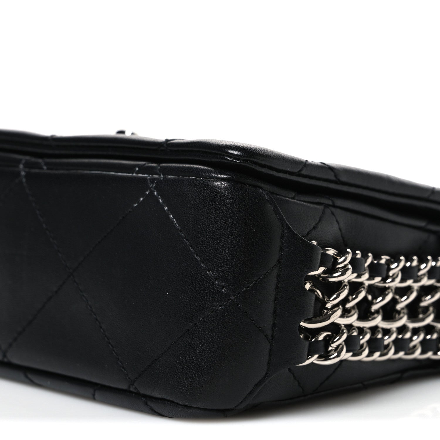 Chanel Lambskin Quilted Mini Chain Rows Flap Black 10 of 10