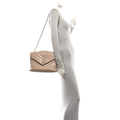 Saint Laurent Calfskin Y Quilted Monogram Medium Loulou Chain Satchel Nude Powder 2 of 11