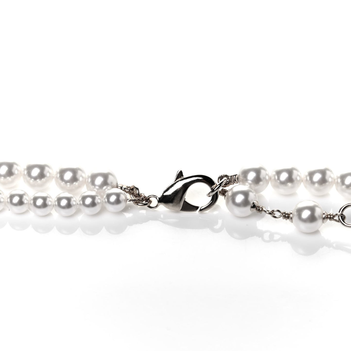 Pearl Crystal CC Signature Charm Belt Silver