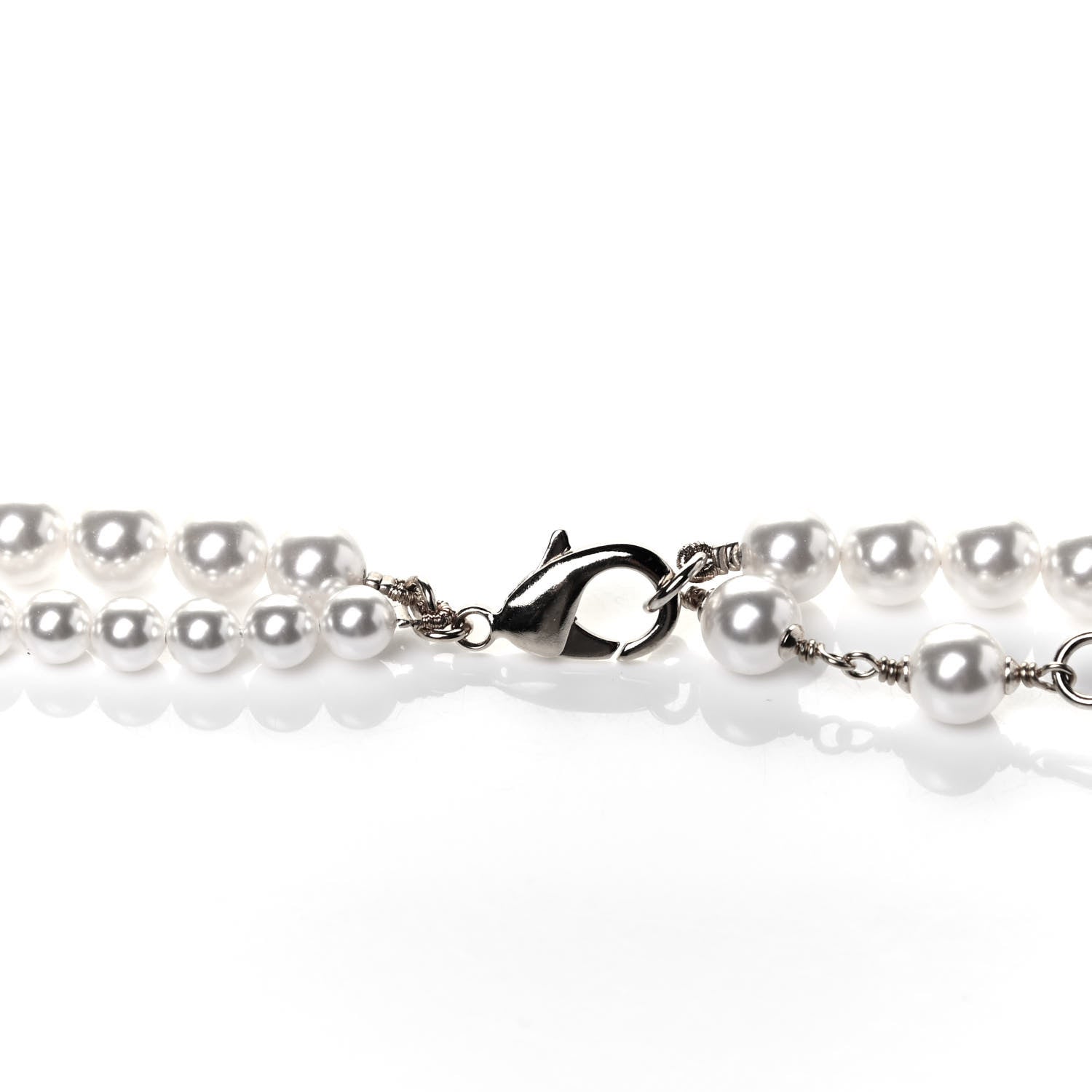 Chanel Pearl Crystal CC Signature Charm Belt Silver 4 of 4
